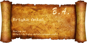 Brtyka Antal névjegykártya